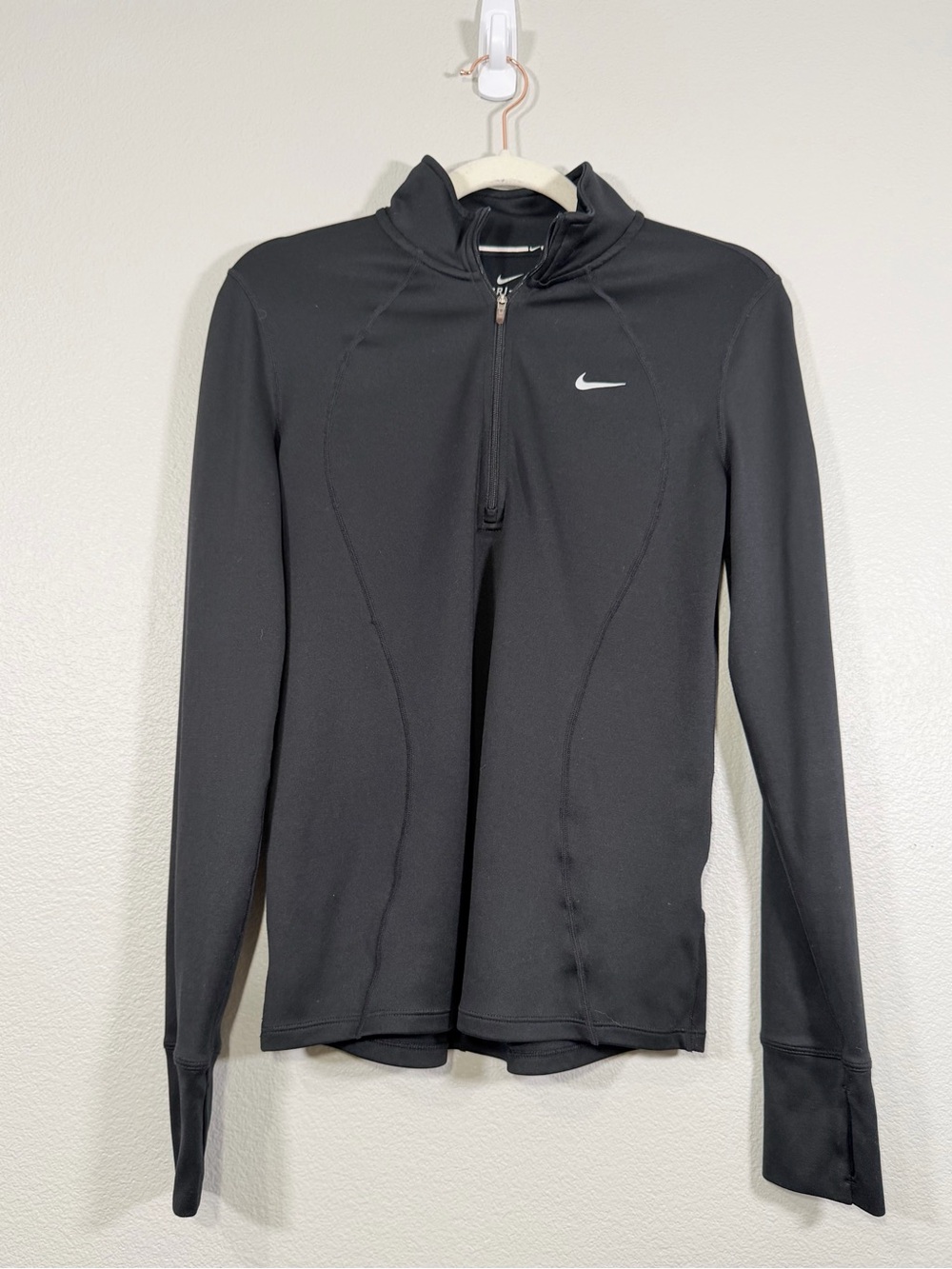 Nike Performance Top Black Long Quarter-Zip Shirt Athletic Gym Dri-Fit Women M